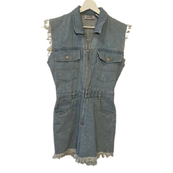 Vintage Denim Distressed Romper - Picture 13 of 13